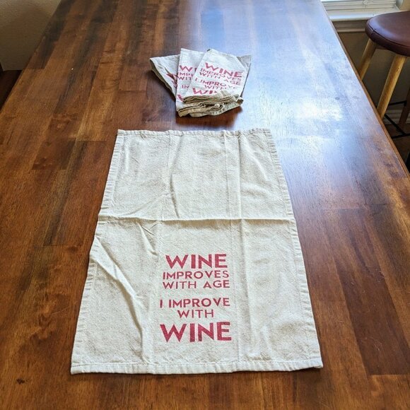 Wine Improves With Age I Improve With Wine Hand Towels (x4) - Picture 2 of 4